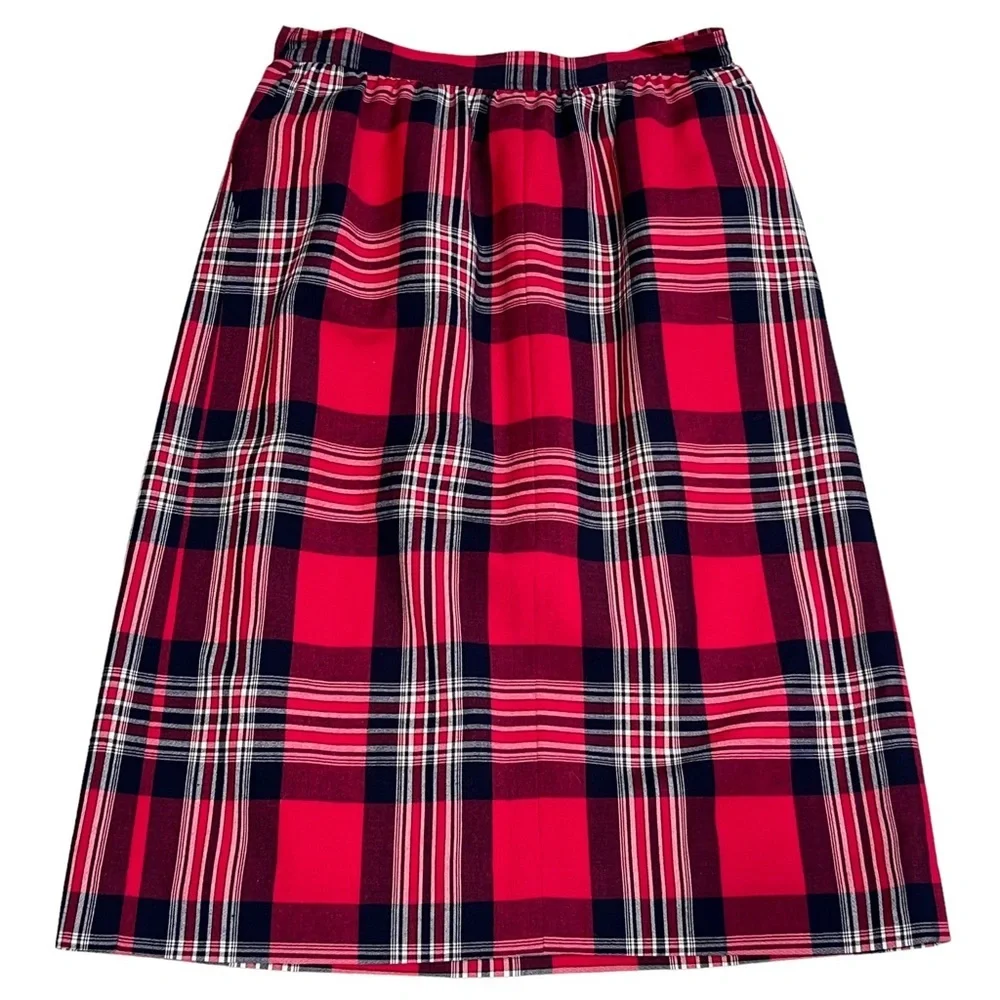 Vintage Pendleton Red Plaid Wool Skirt